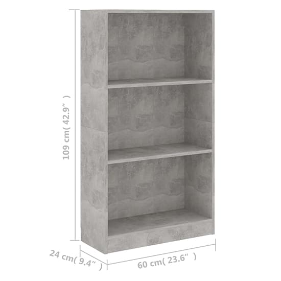 Masato 3-Tier Wooden Bookshelf In Concrete Effect_4