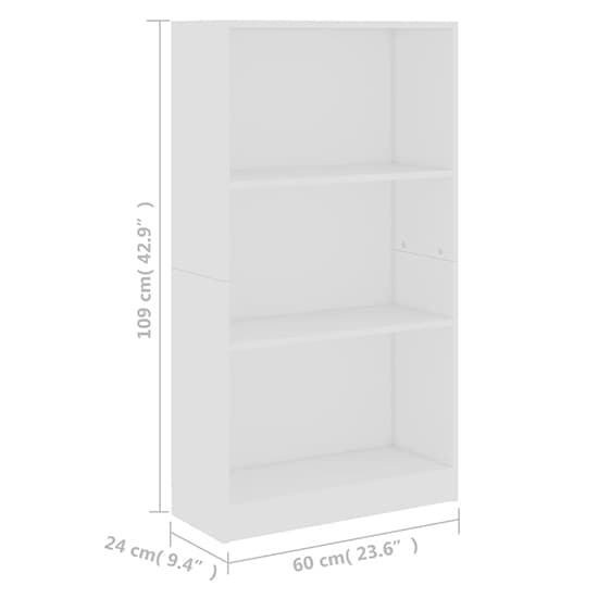 Masato 3-Tier Wooden Bookshelf In White_4