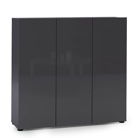 Maestro High Gloss Shoe Cabinet 3 Doors 10 Shelves In Anthracite_1
