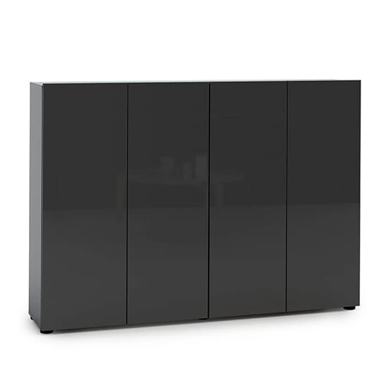 Maestro High Gloss Shoe Cabinet 4 Doors 10 Shelves In Anthracite_1