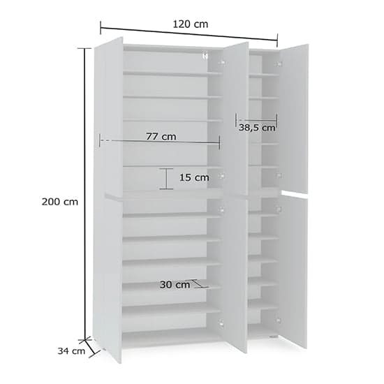 Maestro High Gloss Shoe Cabinet Tall 6 Doors 20 Shelves In Grey_2
