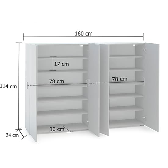 Maestro High Gloss Shoe Cabinet 4 Doors 10 Shelves In Grey_2