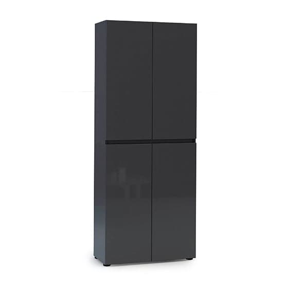 Maestro High Gloss Shoe Cabinet Tall 4 Doors In Anthracite_1