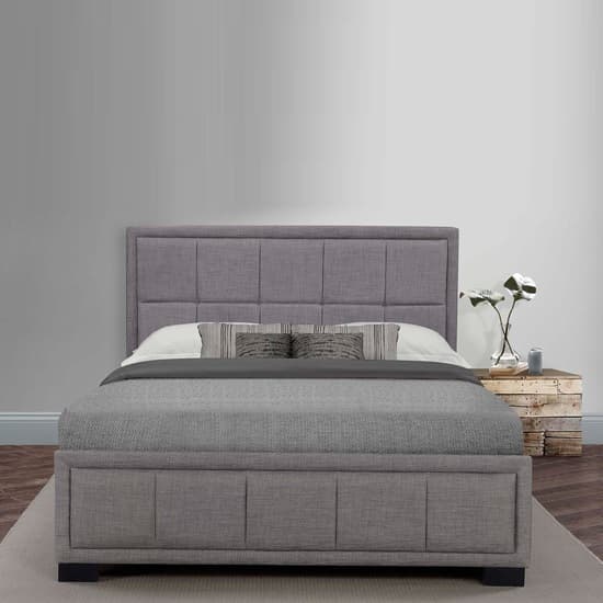Masira Contemporary Fabric Double Bed In Grey_2