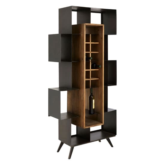 Masoka Wooden Shelving Unit With Black Frame In Natural_2