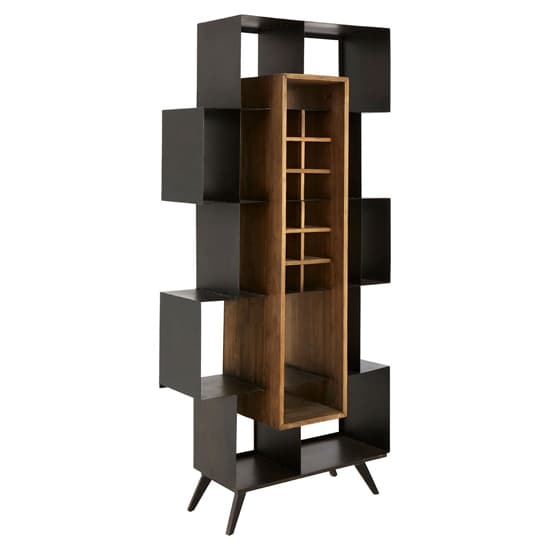 Masoka Wooden Shelving Unit With Black Frame In Natural_3