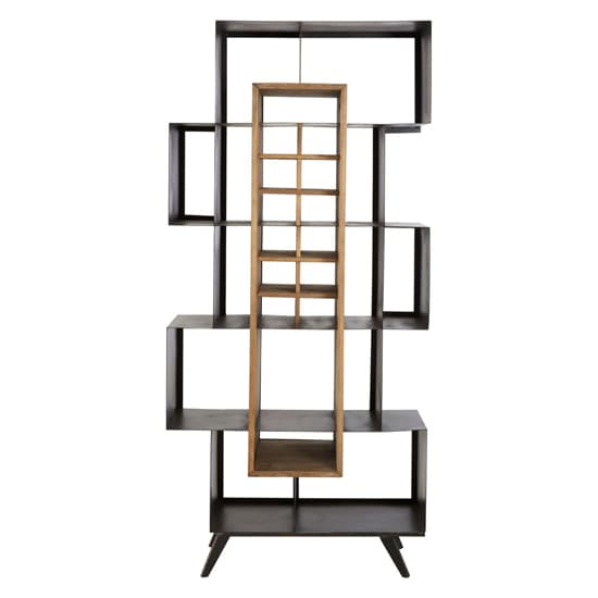 Masoka Wooden Shelving Unit With Black Frame In Natural_4