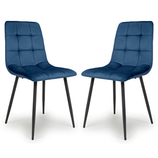 Massa Blue Brushed Velvet Dining Chairs In Pair_1