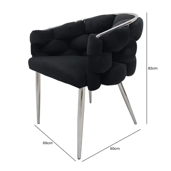 Massa Velvet Dining Chair In Black With Chrome Legs_6