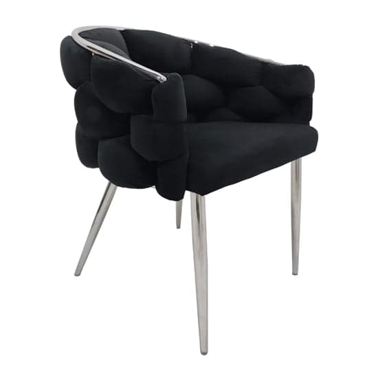 Massa Velvet Dining Chair In Black With Chrome Legs_1