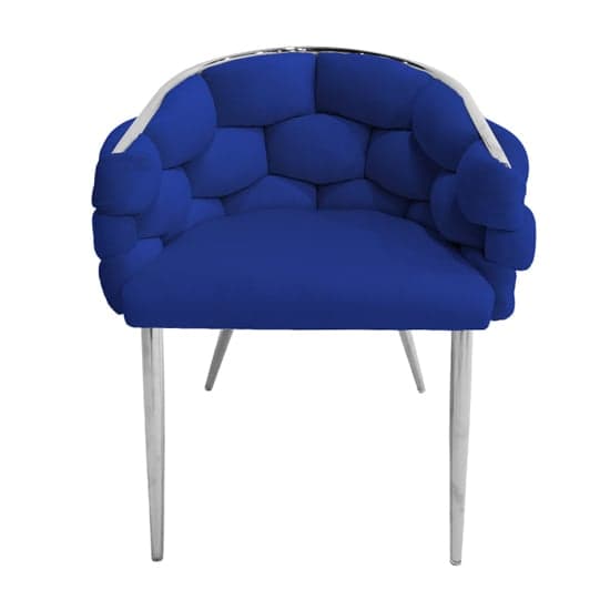 Massa Velvet Dining Chair In Blue With Chrome Legs_2
