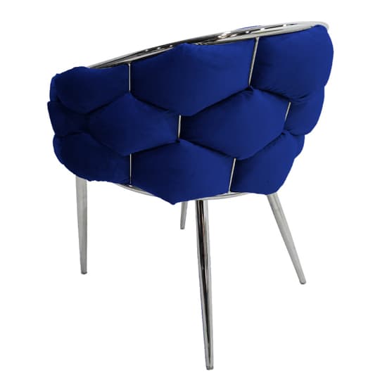 Massa Velvet Dining Chair In Blue With Chrome Legs_3