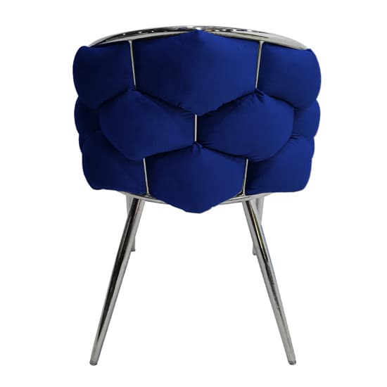 Massa Velvet Dining Chair In Blue With Chrome Legs_4