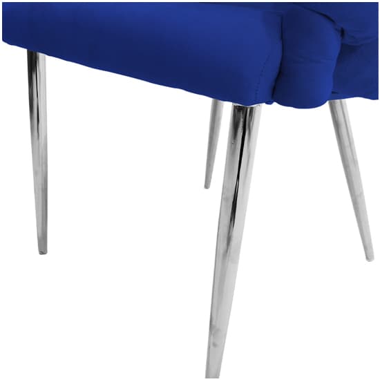 Massa Velvet Dining Chair In Blue With Chrome Legs_5