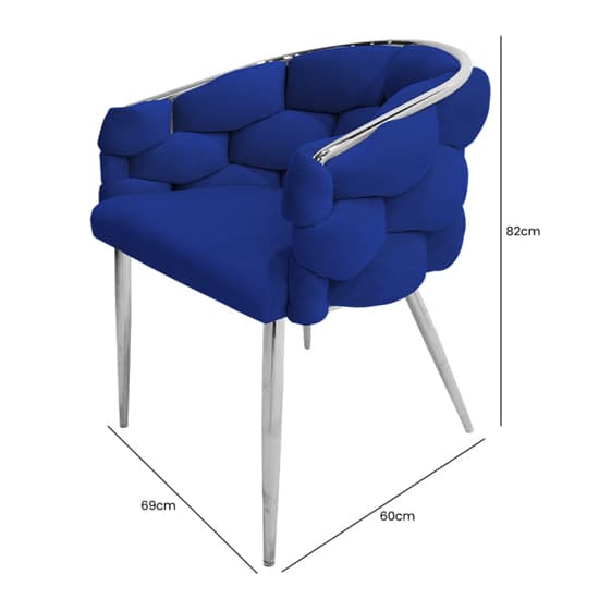 Massa Velvet Dining Chair In Blue With Chrome Legs_6