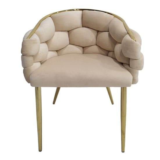 Massa Velvet Dining Chair In Cream With Gold Legs_2