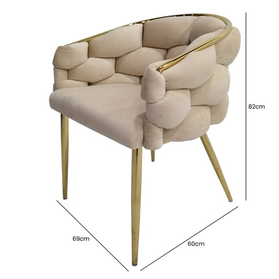 Massa Velvet Dining Chair In Cream With Gold Legs_7