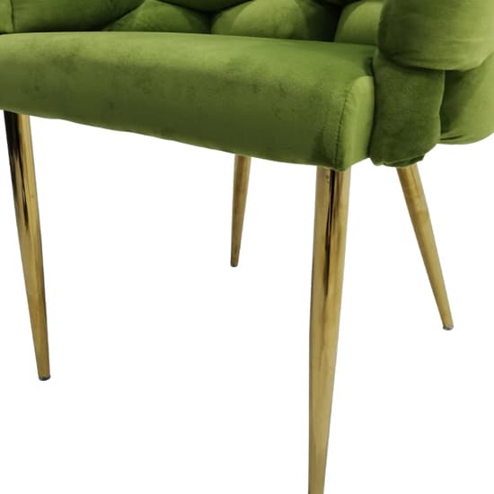 Massa Velvet Dining Chair In Green With Gold Legs_3