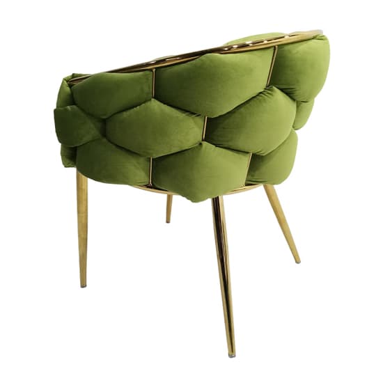 Massa Velvet Dining Chair In Green With Gold Legs_5