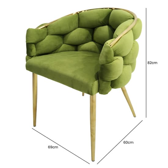 Massa Velvet Dining Chair In Green With Gold Legs_7