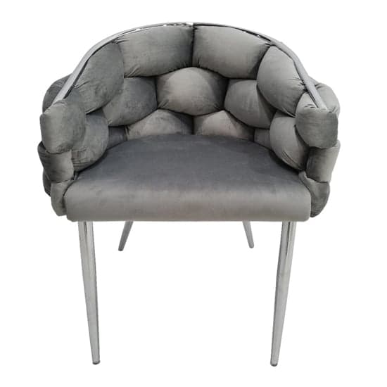 Massa Velvet Dining Chair In Grey With Chrome Legs_2