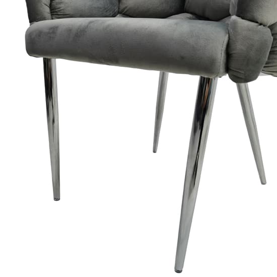 Massa Velvet Dining Chair In Grey With Chrome Legs_3