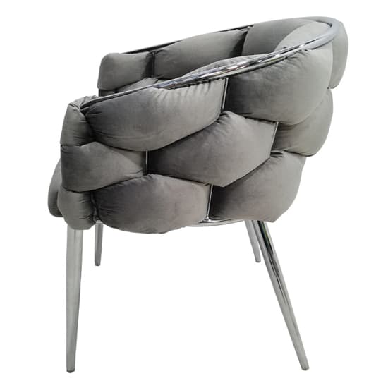 Massa Velvet Dining Chair In Grey With Chrome Legs_4