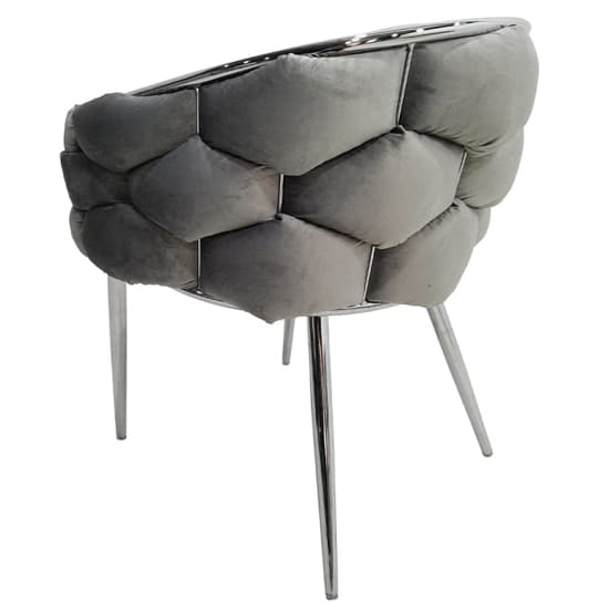 Massa Velvet Dining Chair In Grey With Chrome Legs_5