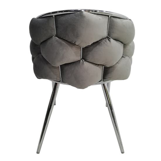 Massa Velvet Dining Chair In Grey With Chrome Legs_6