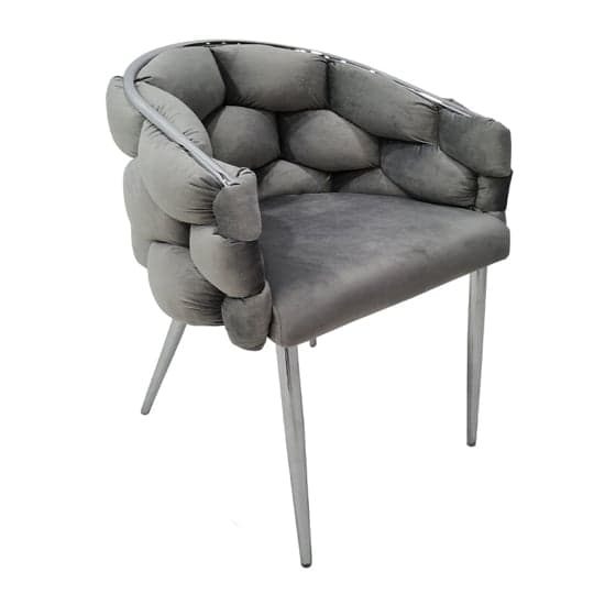 Massa Velvet Dining Chair In Grey With Chrome Legs_1