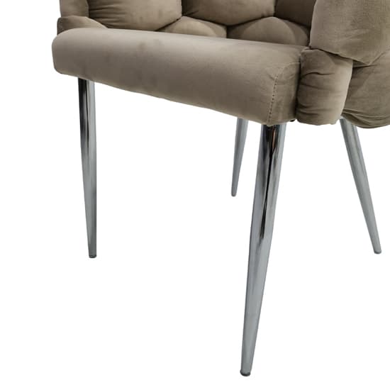 Massa Velvet Dining Chair In Taupe With Chrome Legs_3