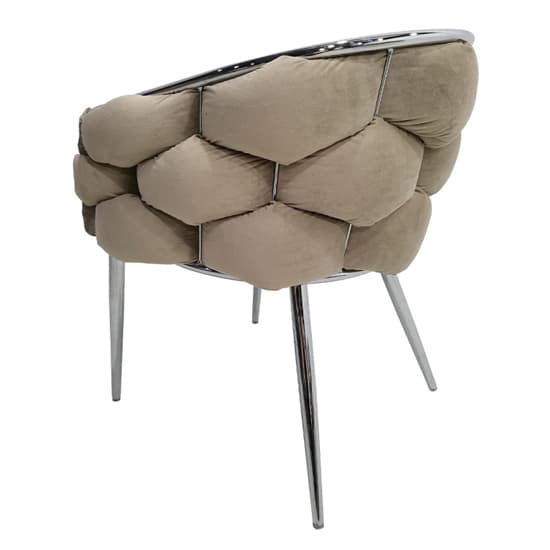 Massa Velvet Dining Chair In Taupe With Chrome Legs_4
