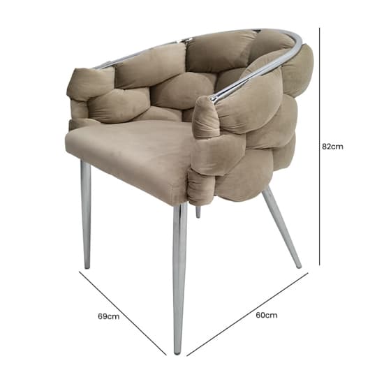 Massa Velvet Dining Chair In Taupe With Chrome Legs_6
