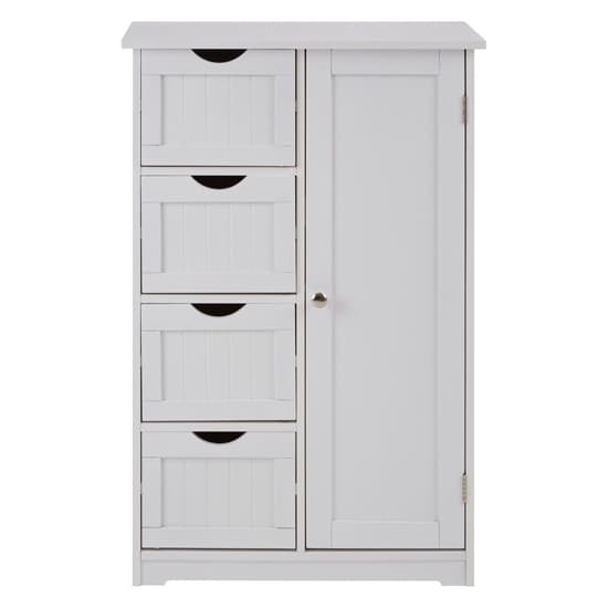 Matar Wooden Storage With 1 Door And 4 Drawers In White