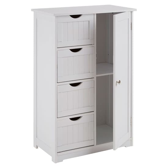 Matar Wooden Storage With 1 Door And 4 Drawers In White