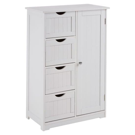 Matar Wooden Storage Cabinet With 1 Door And 4 Drawers In White_1