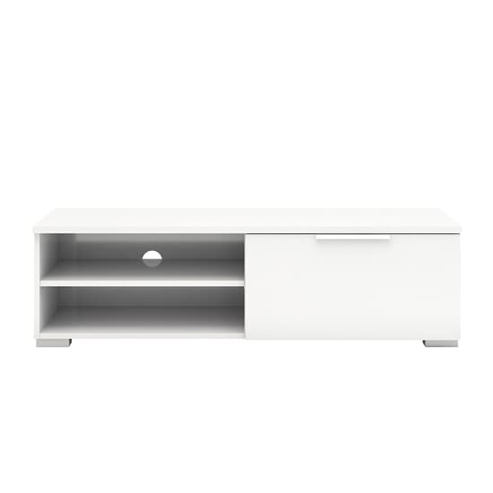 Matcher High Gloss 1 Drawer 2 Shelves TV Stand In White_3