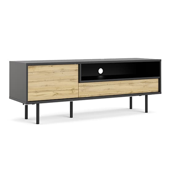 Matcher Wooden TV Stand With 1 Door 1 Drawer In Black And Oak_3