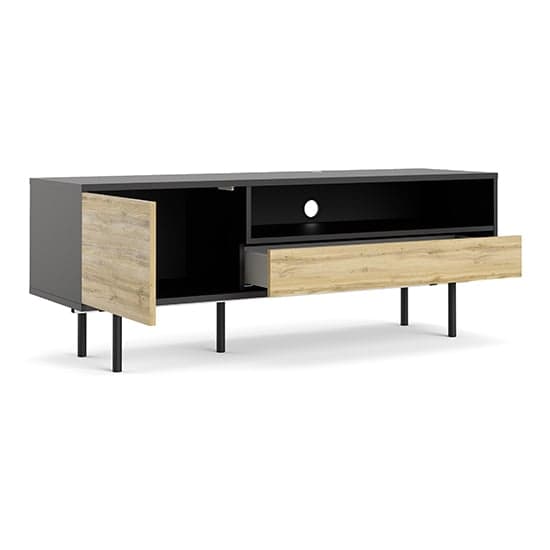 Matcher Wooden TV Stand With 1 Door 1 Drawer In Black And Oak_4