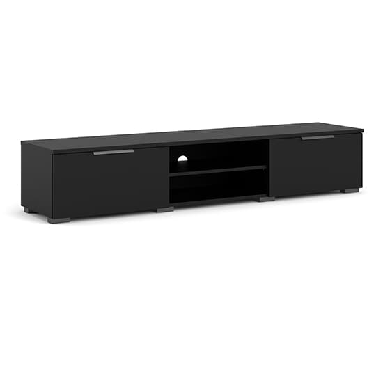 Matcher Wooden TV Stand With 2 Drawer 2 Shelves In Black_3