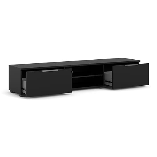 Matcher Wooden TV Stand With 2 Drawer 2 Shelves In Black_4