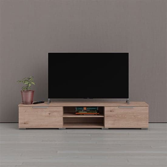 Matcher Wooden TV Stand With 2 Drawer 2 Shelves In Oak_1