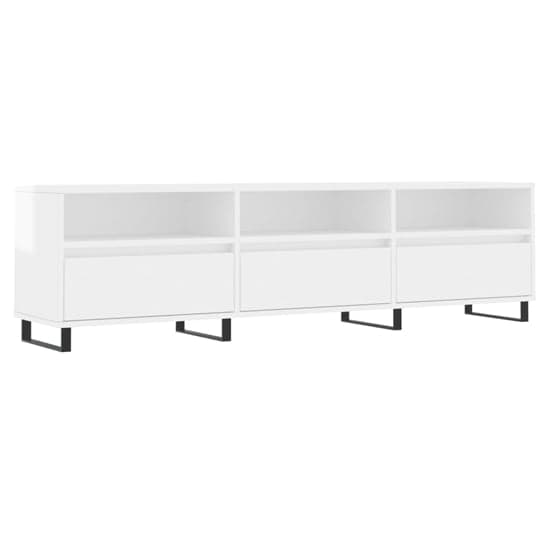 Mateo High Gloss TV Stand With 3 Flap Doors In White_2