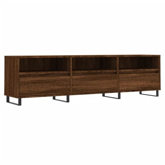 Mateo Wooden TV Stand With 3 Flap Doors In Brown Oak_2