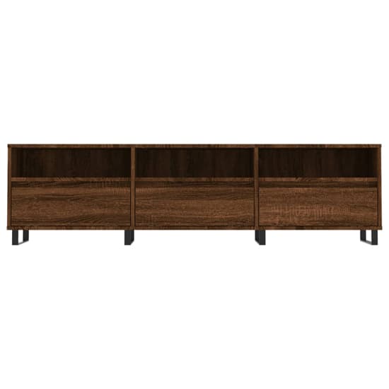 Mateo Wooden TV Stand With 3 Flap Doors In Brown Oak_3