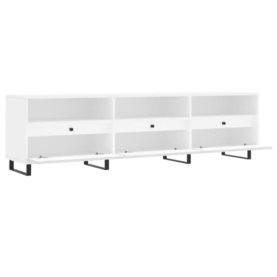 Mateo Wooden TV Stand With 3 Flap Doors In White_4