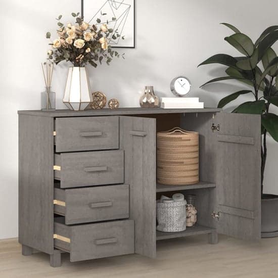 Matia Pinewood Sideboard With 2 Doors 4 Drawers In Light Grey_2
