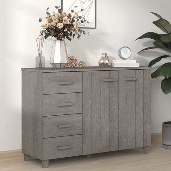Matia Pinewood Sideboard With 2 Doors 4 Drawers In Light Grey_1