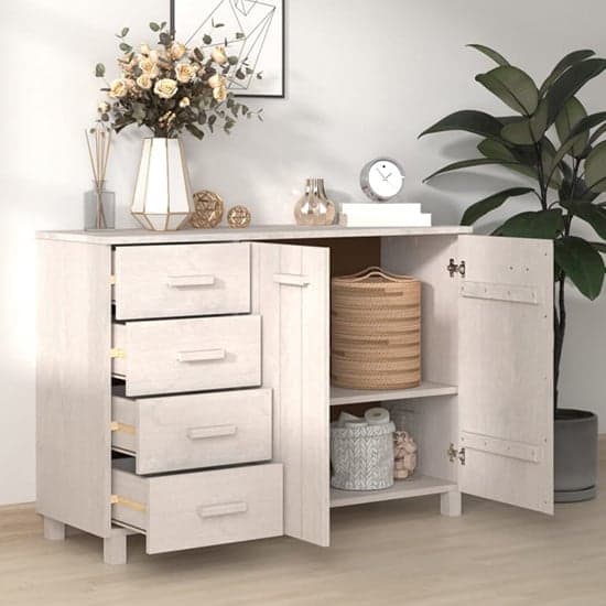 Matia Pinewood Sideboard With 2 Doors 4 Drawers In White_2