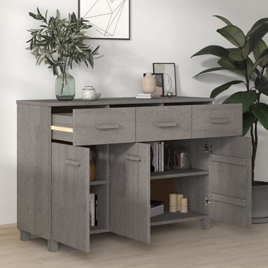 Matia Pinewood Sideboard With 3 Doors 3 Drawers In Light Grey_2